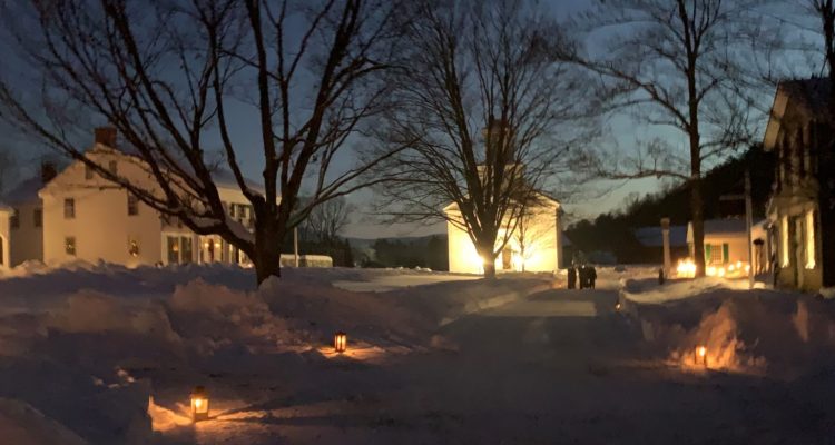 Where to see Christmas lights in Cooperstown at the lantern tours by the farmers museum